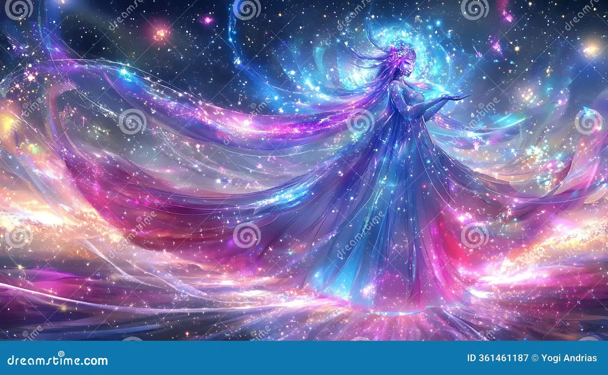 澳门天空彩票星空女神幻想插画